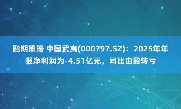 融期策略 中国武夷(000797.SZ)：2025年年报净利润为-4.51亿元，同比由盈转亏