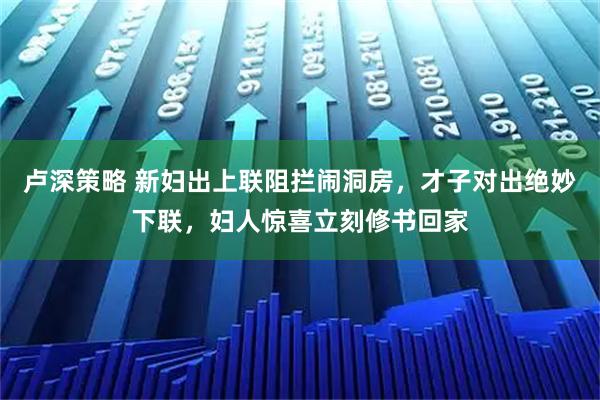 卢深策略 新妇出上联阻拦闹洞房，才子对出绝妙下联，妇人惊喜立刻修书回家