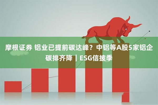摩根证券 铝业已提前碳达峰？中铝等A股5家铝企碳排齐降｜ESG信披季