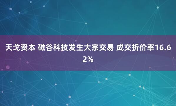 天戈资本 磁谷科技发生大宗交易 成交折价率16.62%